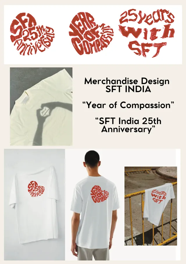 Portfolio sheet: T-shirt and lettering designs for Students for a Free Tibet India